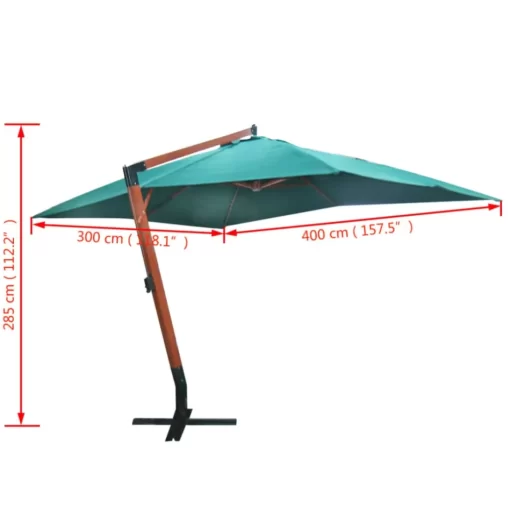 vidaXL Lawn & Garden*Floating Parasol Melia 118.1"X157.5" Green