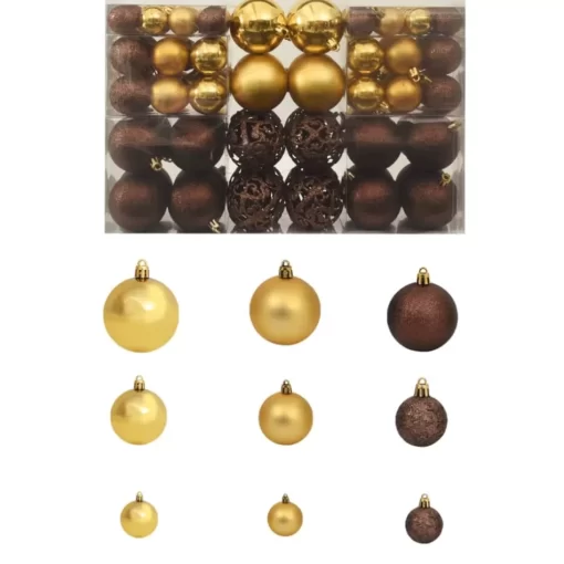 vidaXL Decor* 100 Piece Christmas Ball Set 1.2"/1.6"/2.4" Brown/Bronze/Gold