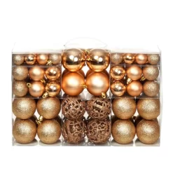 vidaXL Decor* 100 Piece Christmas Ball Set 1.2"/1.6"/2.4" Rose/Gold