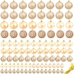 vidaXL Decor* 100 Piece Christmas Ball Set 1.2"/1.6"/2.4" Rose/Gold