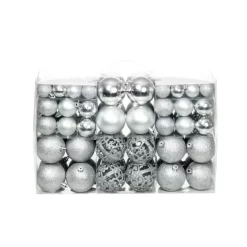 vidaXL Decor* 100 Piece Christmas Ball Set 1.2"/1.6"/2.4" Silver