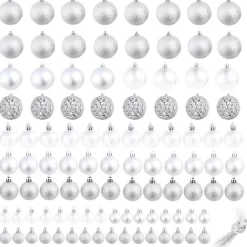 vidaXL Decor* 100 Piece Christmas Ball Set 1.2"/1.6"/2.4" Silver