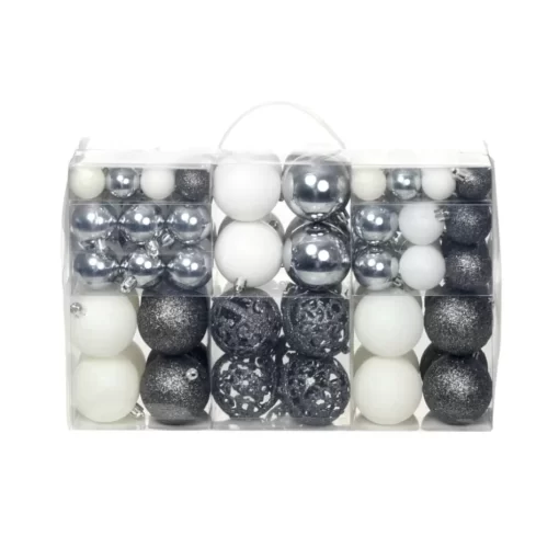 vidaXL Decor* 100 Piece Christmas Ball Set 1.2"/1.6"/2.4" White/Gray