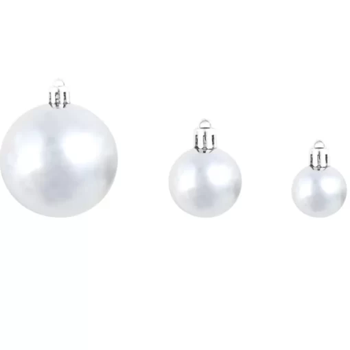 vidaXL Decor* 100 Piece Christmas Ball Set 1.2"/1.6"/2.4" White/Gray