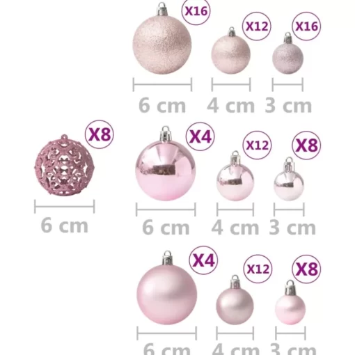 vidaXL Decor* 100 Piece Christmas Ball Set Pink