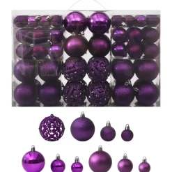 vidaXL Decor* 100 Piece Christmas Ball Set Purple