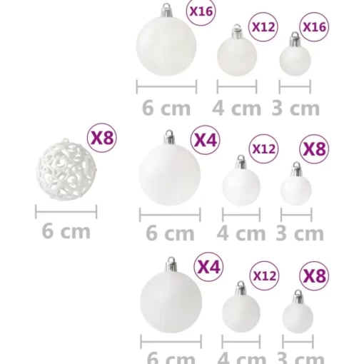 vidaXL Decor* 100 Piece Christmas Ball Set White