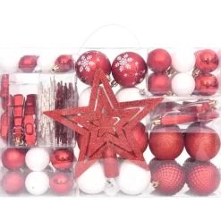 vidaXL Decor* 108 Piece Christmas Bauble Set Red And White