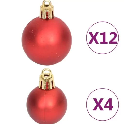 vidaXL Decor* 108 Piece Christmas Bauble Set Red And White