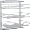 vidaXL Kitchen & Dining* 3-Tier Pull-Out Kitchen Wire Basket Silver 18.5