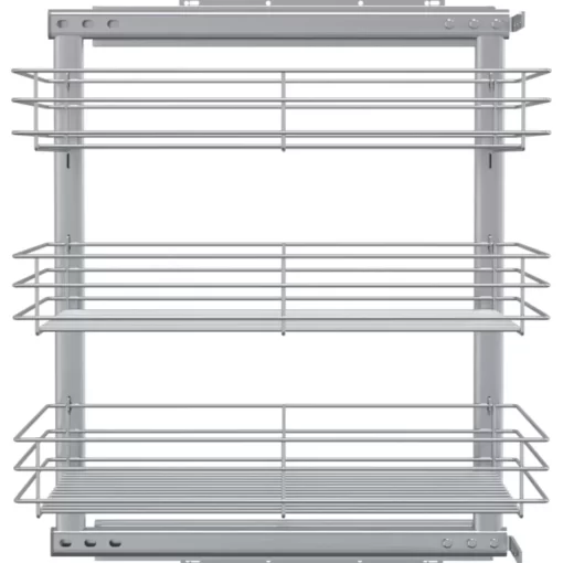 vidaXL Kitchen & Dining* 3-Tier Pull-Out Kitchen Wire Basket Silver 18.5"X13.8"X22"