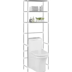 vidaXL Bathroom Accessories* 3-Tier Storage Rack Over Toilet Silver 20.9"X11"X66.5"