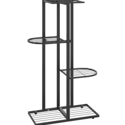 vidaXL Lawn & Garden* 4-Floor Flower Stand 16.9"X8.7"X29.9" Black Metal