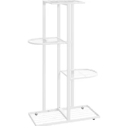 vidaXL Lawn & Garden* 4-Floor Flower Stand 16.9"X8.7"X29.9" White Metal