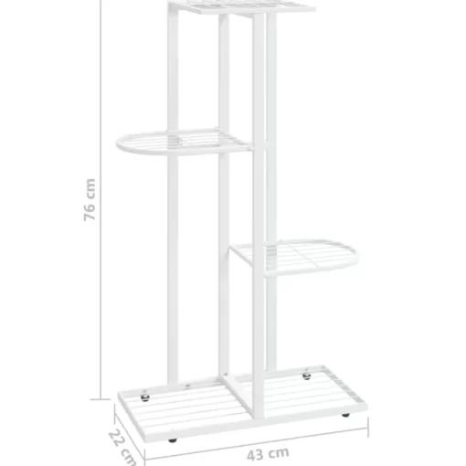 vidaXL Lawn & Garden* 4-Floor Flower Stand 16.9"X8.7"X29.9" White Metal