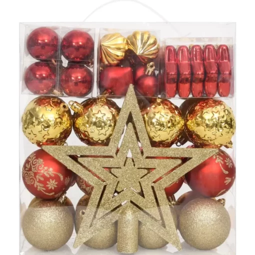 vidaXL Decor* 70 Piece Christmas Bauble Set Gold And Red