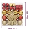 vidaXL Decor* 70 Piece Christmas Bauble Set Gold And Red