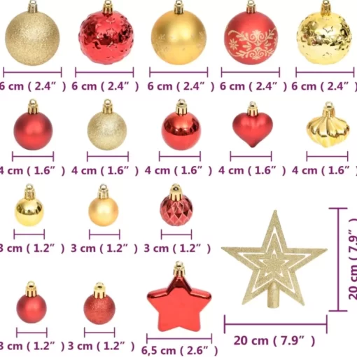 vidaXL Decor* 70 Piece Christmas Bauble Set Gold And Red