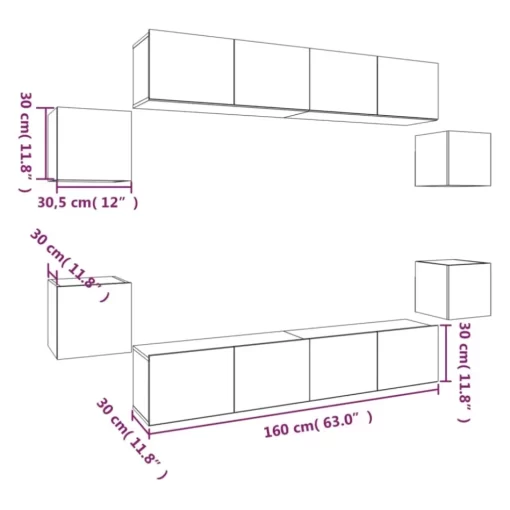 vidaXL Tv Benches & Tv Stands* 8 Piece Tv Stand Set White Engineered Wood