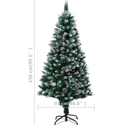 vidaXL Decor* Artificial Christmas Tree Leds&Pine Cones&White Snow 59.1"