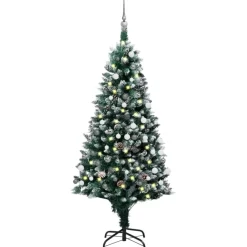 vidaXL Decor* Artificial Christmas Tree With Leds&Ball Set&Pine Cones 59.1"