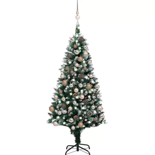 vidaXL Decor* Artificial Christmas Tree With Leds&Ball Set&Pine Cones 59.1"