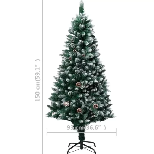 vidaXL Decor* Artificial Christmas Tree With Leds&Ball Set&Pine Cones 59.1"