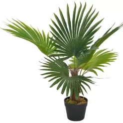 vidaXL Decor* Artificial Plant Palm With Pot Green 27.6"