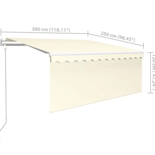 vidaXL Lawn & Garden* Automatic Retractable Awning With Blind 9.8'X8.2' Cream