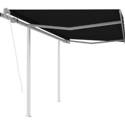 vidaXL Lawn & Garden* Automatic Retractable Awning With Posts 9.8'X8.2' Anthracite