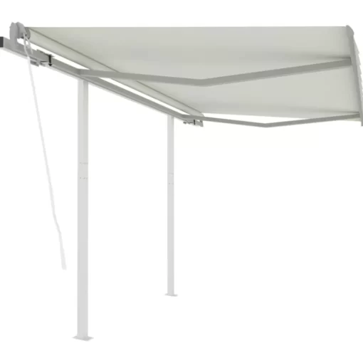 vidaXL Lawn & Garden* Automatic Retractable Awning With Posts 9.8'X8.2' Cream