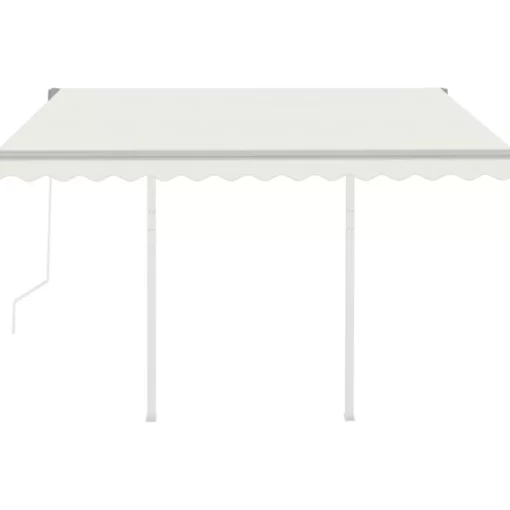 vidaXL Lawn & Garden* Automatic Retractable Awning With Posts 9.8'X8.2' Cream