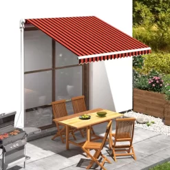 vidaXL Lawn & Garden* Awning Top Sunshade Canvas Orange & Brown 118.1"X98.4"