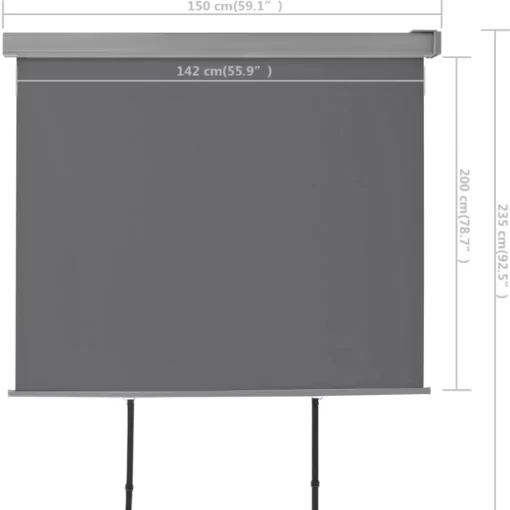 vidaXL Lawn & Garden* Balcony Side Awning Multi-Functional 56"X78.7" Gray