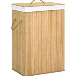 vidaXL Household Supplies* Bamboo Laundry Basket With 2 Sections 19 Gal