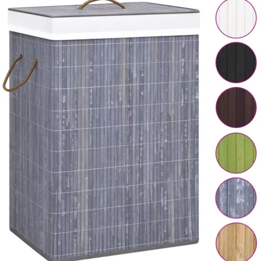 vidaXL Household Supplies* Bamboo Laundry Basket With Single Section Gray