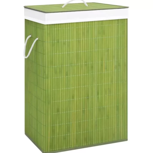 vidaXL Household Supplies* Bamboo Laundry Basket With Single Section Green