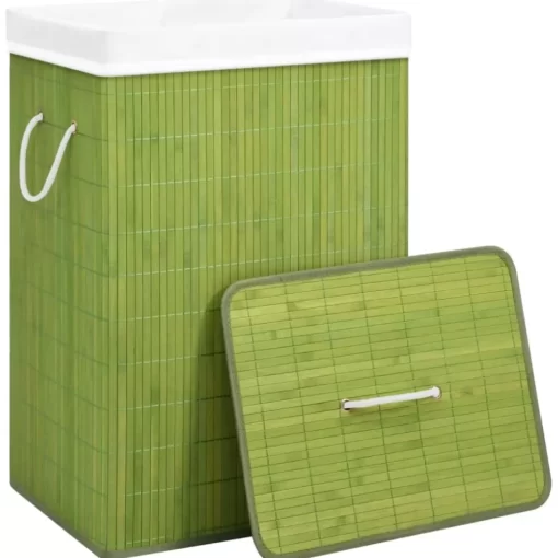 vidaXL Household Supplies* Bamboo Laundry Basket With Single Section Green