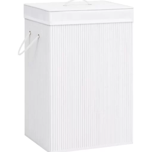 vidaXL Household Supplies* Bamboo Laundry Basket With Single Section White