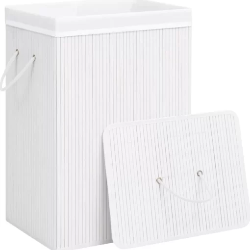 vidaXL Household Supplies* Bamboo Laundry Basket With Single Section White