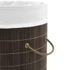 vidaXL Household Supplies* Bamboo Laundry Bin Round Dark Brown