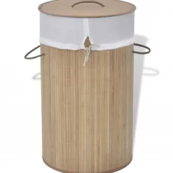 vidaXL Household Supplies* Bamboo Laundry Bin Round Natural