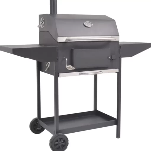 vidaXL Kitchen & Dining* Bbq Charcoal Smoker With Bottom Shelf Black