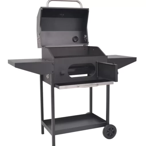 vidaXL Kitchen & Dining* Bbq Charcoal Smoker With Bottom Shelf Black