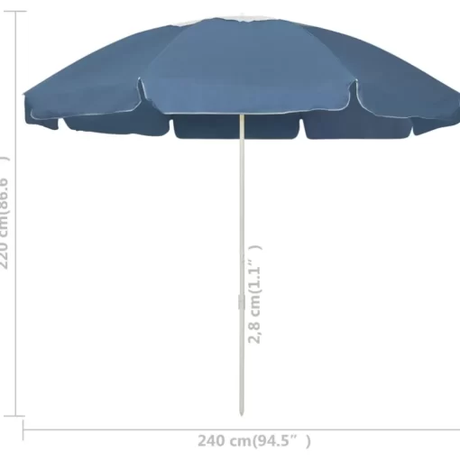 vidaXL Lawn & Garden* Beach Umbrella Blue 94.5"