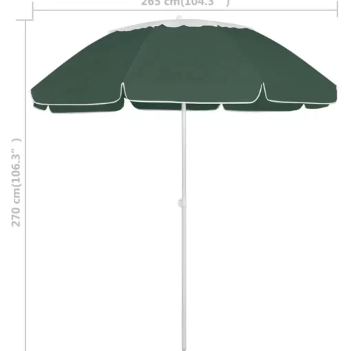 vidaXL Lawn & Garden* Beach Umbrella Green 118.1"