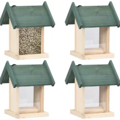 vidaXL Decor* Bird Feeders 4 Pcs Firwood