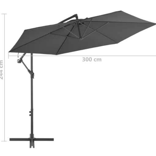 vidaXL Lawn & Garden* Cantilever Umbrella With Aluminum Pole 118.1" Anthracite