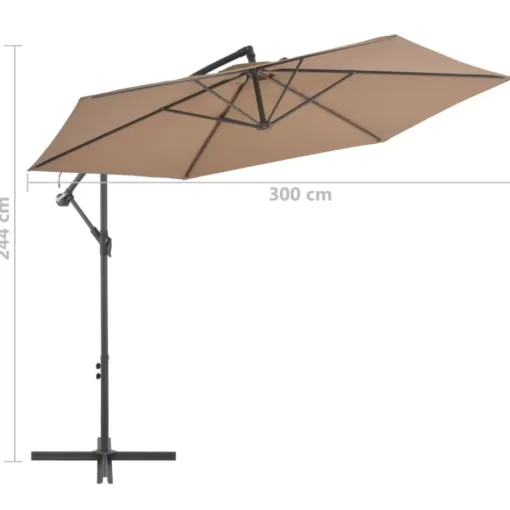 vidaXL Lawn & Garden* Cantilever Umbrella With Aluminum Pole 118.1" Taupe