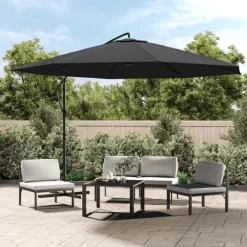 vidaXL Lawn & Garden* Cantilever Umbrella With Aluminum Pole 137.8" Anthracite